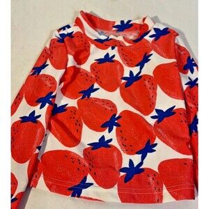 Rash guard Girl's 3T Swimsuit Top Strawberries Trendy Coastal Vacation Beach